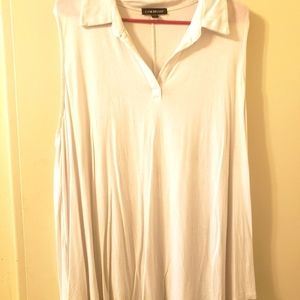 Lane Bryant collared white sleeveless swing tank